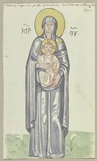 Copy Prints: A mosaic in the atrium of San Marco in Venice; detail of Mary with the Christ Child