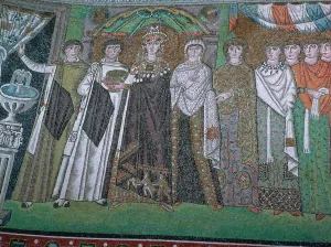 Mosaic of the Byzantine Empress Theodora and her court, 6th century
