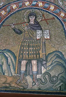 Mosaic of Christ dressed as a soldier, 6th century