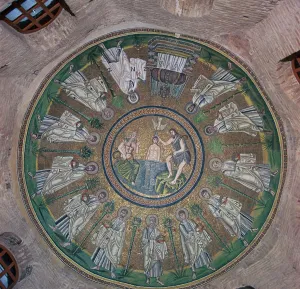 Mosaic in the dome of the Bapistry of the Arians, 5th century Mosaic in the dome of the Bapistry of the Arians, 5th century