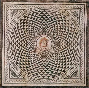 Complex Prints: Mosaic Floor with Head of Medusa, about A.D. 115-150. Creator: Unknown