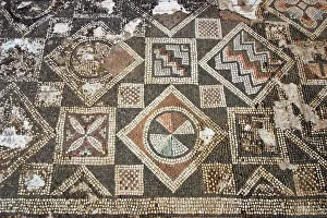 Mosaic floor, ruins of the Basilica of Ayia Trias, Famagusta, North Cyprus