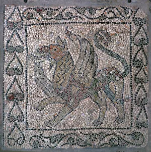 Ravenna Prints: Mosaic of a griffon in the church of San Giovanni Evangelista, 13th century
