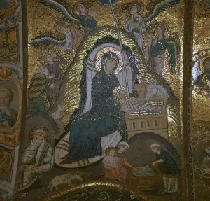 Palermo Prints: A mosaic of the nativity, 12th century