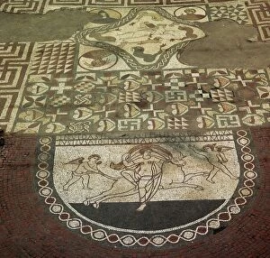 Sidewalk Collection: Mosaic pavement of a Roman villa, 2nd century