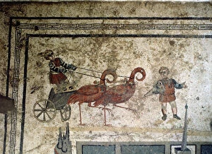 Images Dated 25th January 2013: Mosaic with the representation of a chariot drawn by birds