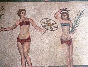 Mosaic Prints: Mosaic in the Roman Villa of Casale, near Piazza Armerina, Sicily, Italy