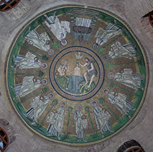 Mosaics in the dome of the Baptistry of the Arians, 5th century Mosaics in the dome of the Baptistry of the Arians, 5th century