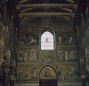 Mosaics above the west door of the Cathedral in Monreale, 12th century Mosaics above the west door of the Cathedral in Monreale, 12th century