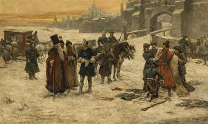 Popular Prints: Moscow - The beard control in front of the city gate