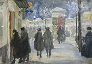 Moscow Street, 1922. Artist: Vinogradov, Sergei Arsenyevich (1869-1938)
