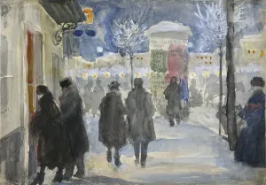 Moscow Street, 1922. Artist: Vinogradov, Sergei Arsenyevich (1869-1938) Moscow Street, 1922. Artist: Vinogradov, Sergei Arsenyevich (1869-1938)