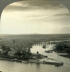 Moselle Prints: Where the Moselle Enters the Rhine, Coblenz, Germany, c1930s. Creator: Unknown