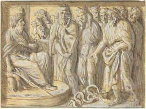 Moses and Aaron before Pharaoh, with the Rods Turned into Serpents. Creator: Luigi Ademollo