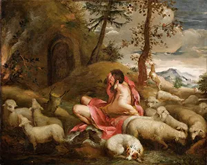 Prophets Prints: Moses and the burning bush at Horeb. Creator: Guardi, Giovanni Antonio (1699-1760)