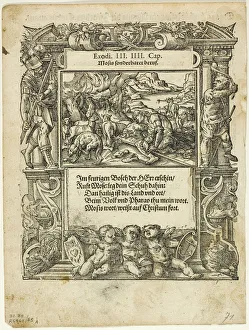 Woodcut On Paper Prints: Moses and the Burning Bush (recto) and The Infant Moses Put into the River (verso)