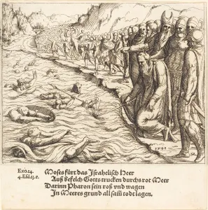 Drowned Prints: Moses Closing the Red Sea, 1548. Creator: Augustin Hirschvogel