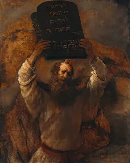 Sinful Gallery: Moses with the Ten Commandments, 1659. Artist: Rembrandt van Rhijn (1606-1669)