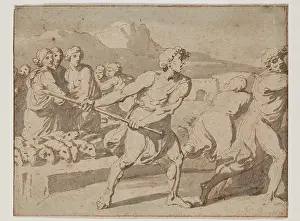 Moses Prints: Moses and the Daughters of Jethro, between 1775 and 1780. Creator: Louis Adrien Masreliez