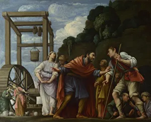 Ten Commandments Collection: Moses defending the Daughters of Jethro, 1610. Artist: Saraceni, Carlo (1579-1620)