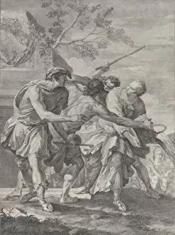 Images Dated 27th October 2020: Moses defending the daughters of Jethro, 1732-50. Creator: Pietro Monaco