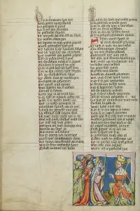 Elder Prints: Moses and the Elders before Pharaoh; Weltchronik, about 1400-1410. Creator: Unknown
