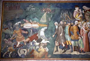 San Gimignano Prints: Moses and Israelites Cross the Red Sea, San Gimignano, Italy, 14th century