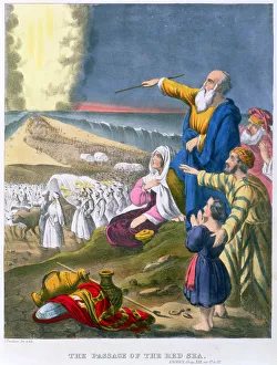 Amazement Prints: Moses parting the Red Sea, 1870s. Artist: Siegfried Detlev Bendixen