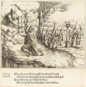 Augustin Hirschvogel Gallery: Moses Receiving the Tablets, 1548. Creator: Augustin Hirschvogel