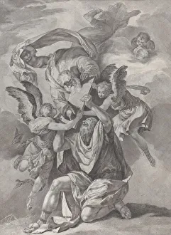 Etching And Engraving Prints: Moses receiving the Tablets of the Law from God who descends from the heavens