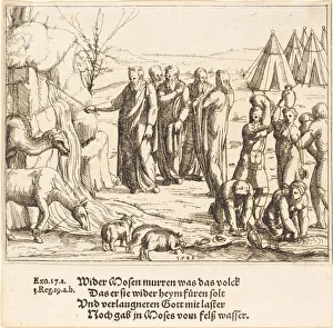 Hirschvogel Augustin Prints: Moses Striking the Rock, 1548. Creator: Augustin Hirschvogel