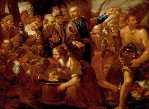 Judaic Prints: Moses Striking the Rock, 1630. Creator: Gioacchino Assereto