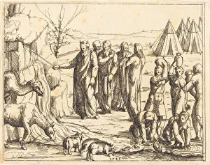 Moses Striking the Rock. Creator: Augustin Hirschvogel