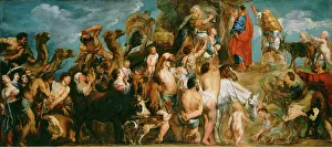 Water Supply Prints: Moses Striking Water from the Rock, about 1645-1650. Creator: Jacob Jordaens