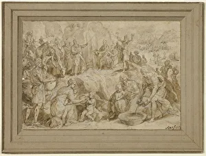 Ippolito Scarsella Ferrarese Prints: Moses Striking Water from the Rock, n.d. Creators: Chrispijn van den Broeck, Scarsellino
