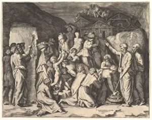 Giulio Prints: Moses Telling the Israelites to Gather the Manna and Moses Striking the Rock