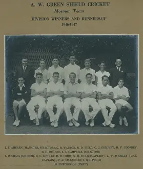 Cricket Prints: Mosman A.W. Green Shield Cricket, c1946. Creator: Unknown