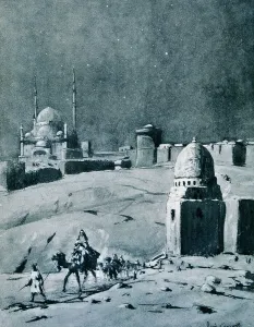 Mahomet Ali Prints: Mosque of Muhammad Ali under moonlight, Cairo, Egypt, 1928. Artist: Louis Cabanes