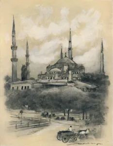 Mosque of St. Sophia, Constantinople, 1903. Artist: Mortimer L Menpes Mosque of St. Sophia, Constantinople, 1903. Artist: Mortimer L Menpes