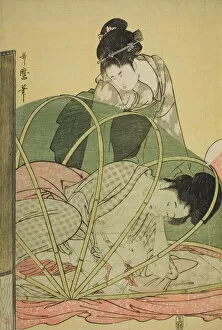 Images Dated 7th February 2022: Mosquito Net for a Baby, Japan, c. 1794 / 95. Creator: Kitagawa Utamaro