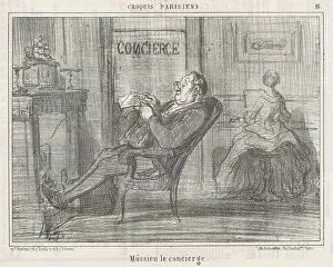 Croquis Parisiens Prints: Mossieu le concierge, 19th century. Creator: Honore Daumier