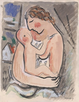 Affectionate Prints: Mother with child, 1937. Creator: Mikulas Galanda