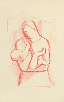 Orava Gallery Prints: Mother with child in her arms, 1934-1936. Creator: Mikulas Galanda