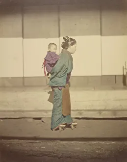 Carrying On Back Prints: Mother with Child in Bunting, 1868. Creator: Felice Beato