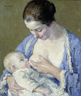 Breastfeeding Gallery: Mother and Child, ca. 1920. Creator: Gari Melchers