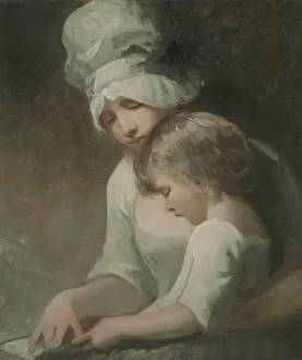 Romney Prints: A Mother and Child Reading (Mrs Cumberland and her son)