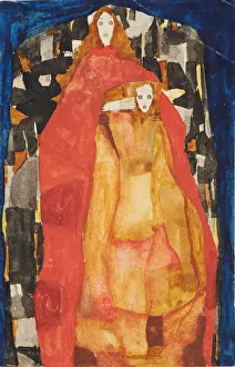 Mother with child in red coat, 1911. Creator: Schiele, Egon (1890-1918)