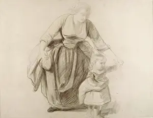 Bending Prints: Mother and Child-Study for 'A Highland Interior' and verso Sketch for a Composition