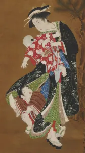 Toyoharu Utagawa Prints: Mother and Children at the New Year, 18th century. Creator: Utagawa Toyoharu