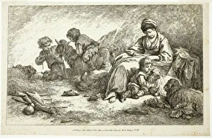 Huet Jean Baptiste I Prints: Mother and Children with Sheep, n.d. Creator: Jean Baptiste Marie Huet